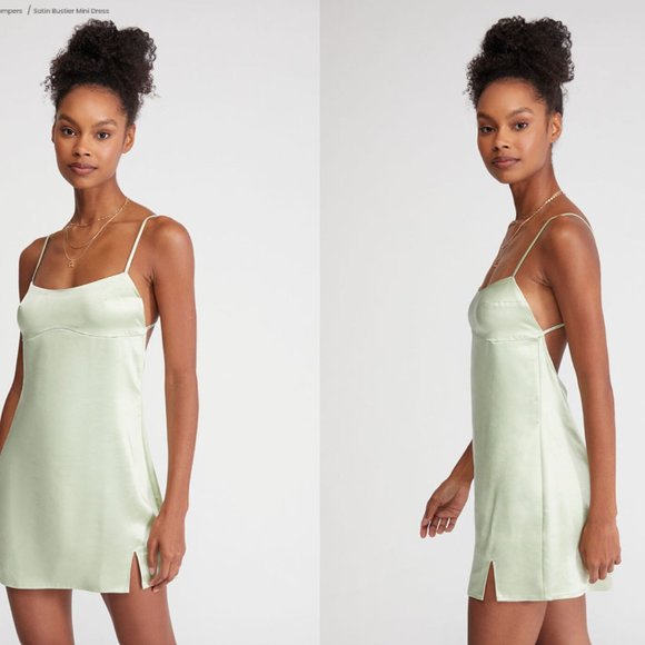 NWT Pacsun LA Hearts Bustier Satin Sage Green Bustier Mini Dress size Medium - Picture 1 of 2